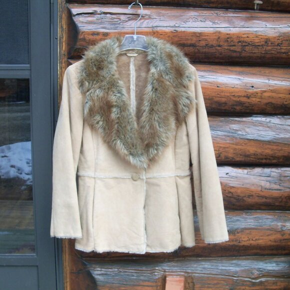 St. John's Bay Jackets & Blazers - Like New! St Johns Bay Suede Leather Penny Lane Style Faux Fur Coat Jacket SZ L